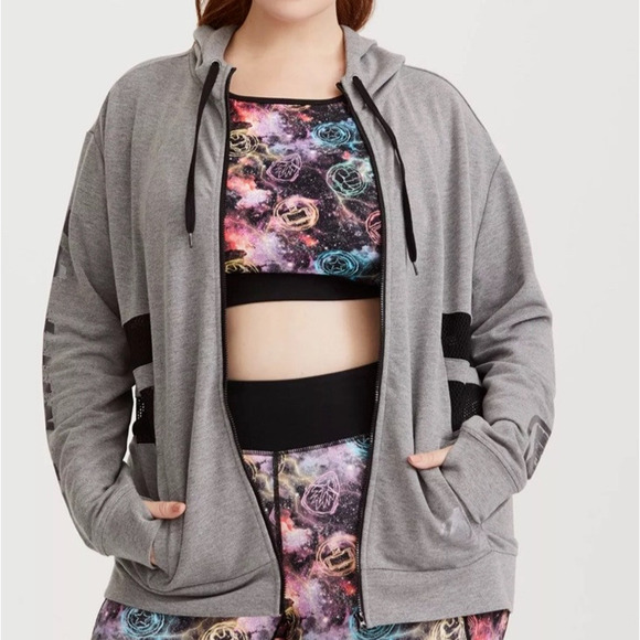 Her Universe Marvel Avengers Infinity Grey Hoodie Sweatshirt Women 6X Plus Mesh - Picture 1 of 16
